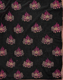 Black Vichitra Silk Foil Printed Saree
