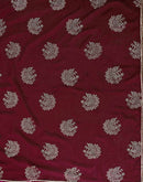 Maroon Vichitra Silk Foil Printed Gota Lace Saree