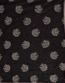 Black Vichitra Silk Foil Printed Gota Lace Saree