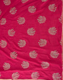 Rani Pink Vichitra Silk Foil Printed Gota Lace Saree