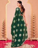 Green Vichitra Silk Foil Printed Gota Lace Saree