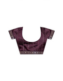 Wine Georgette Foil Printed Lace Saree