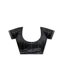 Black Georgette Foil Printed Lace Saree