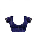 Navy Blue Georgette Foil Printed Lace Saree
