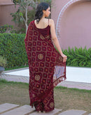 Magenta Chiffon Foil Printed Saree