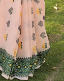 Peach Linen Printed Saree