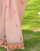Peach Linen Printed Saree