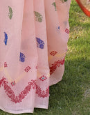 Peach Linen Printed Saree