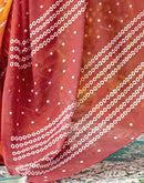 Vat Savitri Special Orange Linen Bandhani Printed Saree