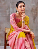 Yellow Chinnon Chiffon Woven Saree