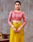 Yellow Chinnon Chiffon Woven Saree