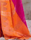 Dark Pink Chinnon Chiffon Woven Saree