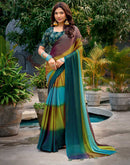 Multicoloured Chiffon Ombre Zari Stripe Saree