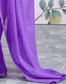 Lavender Georgette Printed Lace Saree