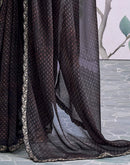 Black Georgette Printed Lace Saree