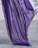 Dark Purple Georgette Bandhani Printed Lace Saree