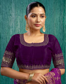 Wine Silk Plain Sequence Blouse