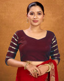 Maroon Cotton Plain Sequence Blouse