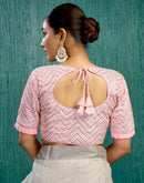 Light Pink Silk Plain Sequence Blouse