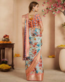 Ready To Wear Multicoloured Dola Silk Printed Saree