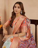 Ready To Wear Multicoloured Dola Silk Printed Saree