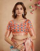 Ready To Wear Multicoloured Dola Silk Printed Saree