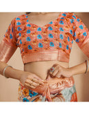 Ready To Wear Multicoloured Dola Silk Printed Saree