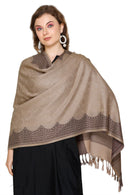 KRITI Paisley Designer Woollen Beige Colour Stole For Girl