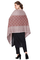 KRITI Floral Designer Woollen Brownish Stole For Girl