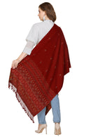 KRITI Jacquard Design  Woollen Maroon Color Stole For Girl