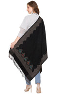 KRITI Paisley Designer Woollen Black Colour Stole For Girl