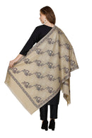 KRITI  Floral Pattern Woollen  Beige Color Stole For Girl