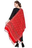 KRITI Geometric Design Woollen Red Color Stole For Girl