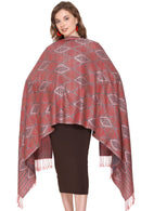 KRITI Diamond Design Woollen Peach Color Stole For Girl