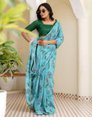 Ready To Wear Multicoloured Georgette Floral Printed Saree