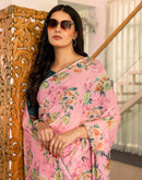 Ready To Wear Multicoloured Georgette Floral Printed Saree
