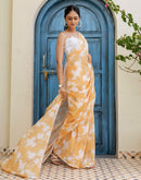 Ready To Wear Yellow Georgette Printed Saree