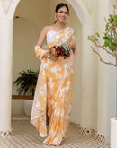 Ready To Wear Yellow Georgette Printed Saree