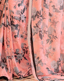 Ready To Wear Grey Georgette Floral Printed Saree