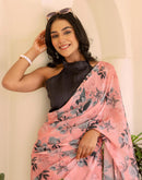 Ready To Wear Grey Georgette Floral Printed Saree