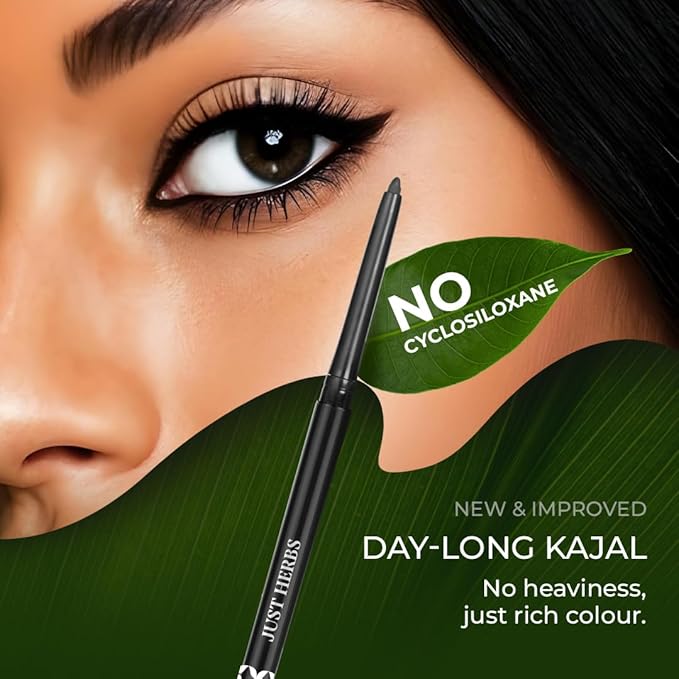 Naynam Day-long Kohl Kajal – Deep Black| Cyclosiloxane-Free