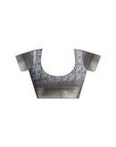 Ready To Wear Grey Dola Silk Printed Saree