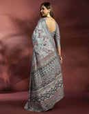 Ready To Wear Grey Dola Silk Printed Saree