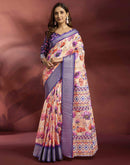 Ready To Wear Peach Dola Silk Printed Saree