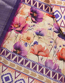 Ready To Wear Peach Dola Silk Printed Saree