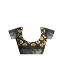 Ready To Wear Black Dola Silk Printed Saree