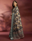 Ready To Wear Black Dola Silk Printed Saree