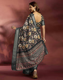 Ready To Wear Black Dola Silk Printed Saree