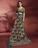 Ready To Wear Black Dola Silk Printed Saree