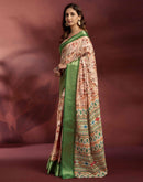 Ready To Wear Rose Pink Dola Silk Printed Saree